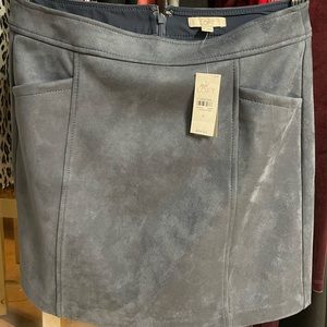 Loft light blue suede with pockets mini skirt